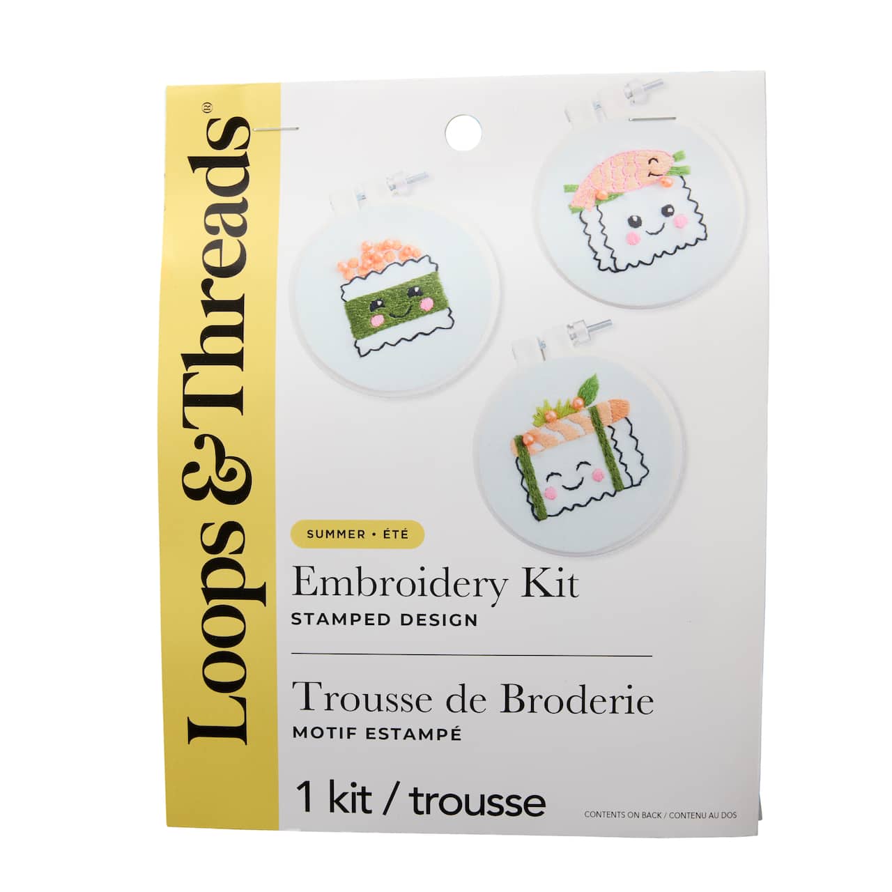 Summer Kawaii Sushi Trio Stamped Design Embroidery Kit by Loops & Threads®